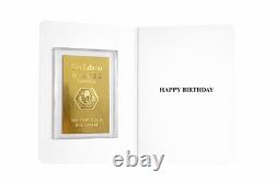 0.4 Grams 18 ct Carat Gold Coin Gold Bar 18K Happy Birthday Card Gift
