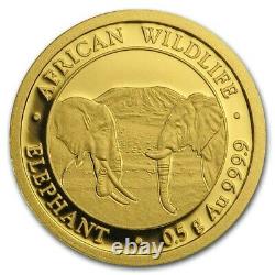 0.5 Gram 999.9 Fine Gold Bullion AFRICAN WILDLIFE ELEPHANT Coin 2020 Bavarian