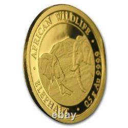 0.5 Gram 999.9 Fine Gold Bullion AFRICAN WILDLIFE ELEPHANT Coin 2020 Bavarian