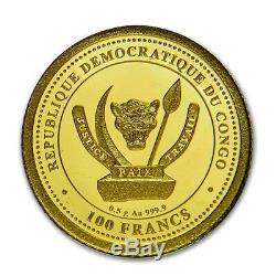0.5 Gram 999.9 Fine Gold Bullion PREHISTORIC LIFE TYRANNOSAURUS REX Coin 2020