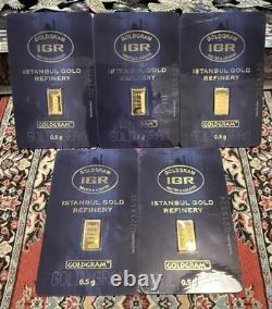 0.5 Gram Gold Bar IGR In Assay (lot of 5 bars)