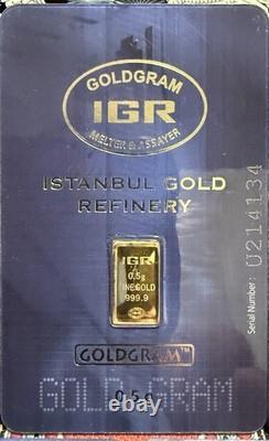 0.5 Gram Gold Bar IGR In Assay (lot of 5 bars)