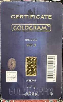 0.5 Gram Gold Bar IGR In Assay (lot of 5 bars)