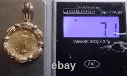 1/10 Ounce Gold Eagle In 14k Gold Bezel (approx. 7.1 Grams)