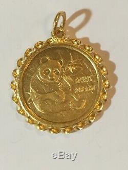 1/10 oz gold Panda Coin 1982 Set In 24k Gold Bezel Weight 4.618 Grams
