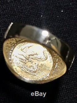 1/10oz Lady Liberty Gold Coin 14k Band Ring Size 10.5 Ring Weight 11.71 grams