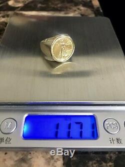 1/10oz Lady Liberty Gold Coin 14k Band Ring Size 10.5 Ring Weight 11.71 grams