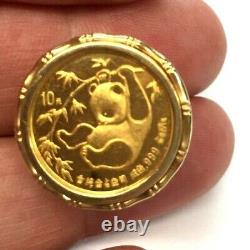 1/10th Oz. 999 Fine Gold Panda Coin 14K Gold Setting Ring -size 5.5 (8.7 grams)