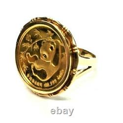 1/10th Oz. 999 Fine Gold Panda Coin 14K Gold Setting Ring -size 5.5 (8.7 grams)