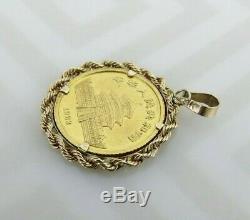 1/20 Oz Panda 1983 24k Gold bullion Coin w 14k bezel 2.2 grams total pendant