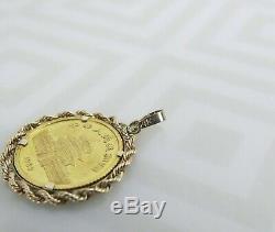 1/20 Oz Panda 1983 24k Gold bullion Coin w 14k bezel 2.2 grams total pendant