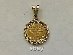 1/20th Oz 24k Gold Mary Mother of Jesus Coin Pendant with 14k Bezel 3.6 Grams