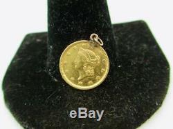 1.4 Gram Yellow Gold Gold Liberty Head $1 Coin Pendant