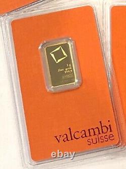1- 5 Gram 999.9 Fine Gold Valcambi Suisse Gold Bar, See Other Gold, Coins