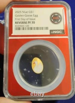 1 GRAM GOLD? Reverse Proof Niue Golden Goose Egg NGC PF 70 FDOI 250 Mintage