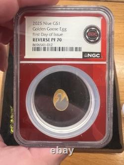 1 GRAM GOLD Reverse Proof Niue Golden Goose Egg NGC PF 70 Only 250 Minted