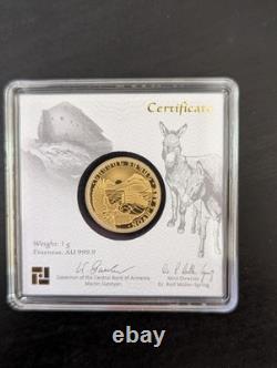 1 Gram. 9999 Fine Gold Noah's Ark Armenian Coin In Capsule 2025