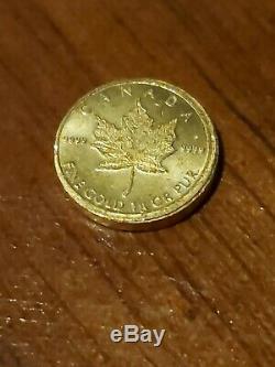 1 Gram Fine Gold. 999 Canada'MapleGram' 50c Coin PURE GOLD