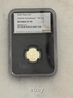 1 Gram Gold 2026 Niue G$1 Zombie Snowboard 9kt Au REVERSE PF 70