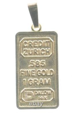 1 Gram Gold Bar Credit Zurich Pendant 4212