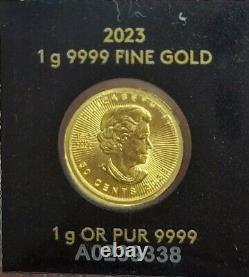 1 Gram Gold Maple Leaf Coin In Maplegram 99.99% pure Gold Bullion. 9999