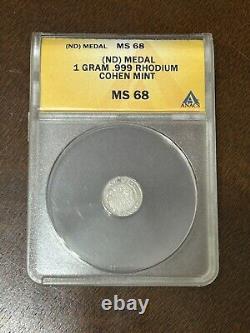 1 Gram Of Rhodium Coin Graded Ms 68 Authenticated RARE worth more than GOLD