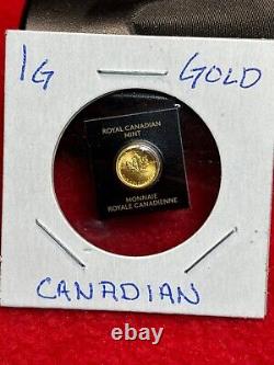 1 Gram Pure Gold 2023 Royal Canadian Mint Maple Leaf Coin In Assay