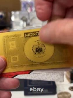 1 Gram Samoa. 999 Fine Gold Monopoly Note Licensed Monopoly Bullion -gift Gold