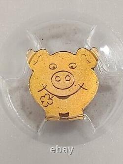 $1 Palau LUCKY PIG Gold 0.5g 11mm First Strike PCGS MS70 Gold Coin