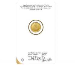 1 gram. 999 Pure gold Coin withAssay. Great investment Good Luck Lotus Gift Diwali