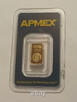 1 gram APMEX (USA). 9999 Fine Gold Minted Bar in Certified Card