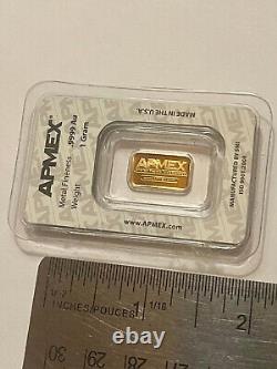 1 gram APMEX (USA). 9999 Fine Gold Minted Bar in Certified Card