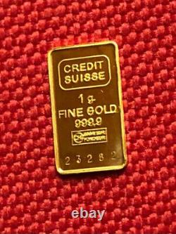 1 gram Credit Suisse 999,9 Fine Gold Minted Bar #23282