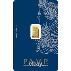 1 gram Fine Gold Bar 999.9 PAMP Suisse Lady Fortuna Veriscan Pure Gold