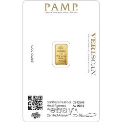 1 gram Fine Gold Bar 999.9 PAMP Suisse Lady Fortuna Veriscan Pure Gold