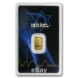 1 gram Gold Bar Holy Land Mint 70 years Israel (Argor-Heraeus) SKU#167449