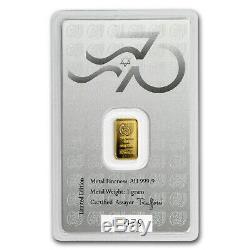 1 gram Gold Bar Holy Land Mint 70 years Israel Argor-Heraeus - SKU#167449 