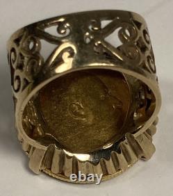 10.28 grams Gold Coin Ring in 9K+ Setting. 1/2 Sovereign Coin. Size 5.25