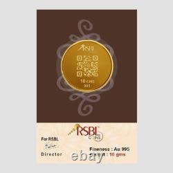 10 Grams Real Gold Coin Engraved Round 24Kt 995 Purity RSBL Seal Certified