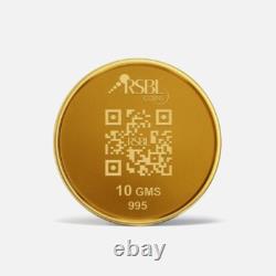 10 Grams Real Gold Coin Engraved Round 24Kt 995 Purity RSBL Seal Certified