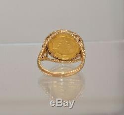 10 K Yellow Gold 1992.999 1/20 oz. 5 Yuan Panda Coin Ring Size 5 1/2 4 grams