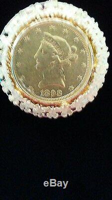 $ 10 dollar Liberty head gold coin in 14kt gold bezel mount-26.2 grams