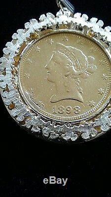 $ 10 dollar Liberty head gold coin in 14kt gold bezel mount-26.2 grams