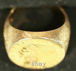 10K Men's Coin Ring. With US 2.5 Indian Gold Coin. 13.10grams total weight