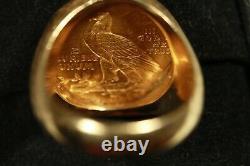 10K Men's Coin Ring. With US 2.5 Indian Gold Coin. 13.10grams total weight