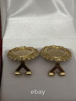 10k YELLOW GOLD COIN EARRINGS PESOS INSPIRATION 4.4 GRAMS BEZEL & COIN IS 10k