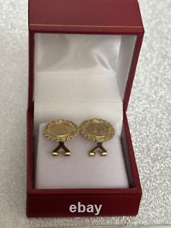 10k YELLOW GOLD COIN EARRINGS PESOS INSPIRATION 4.4 GRAMS BEZEL & COIN IS 10k