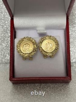 10k YELLOW GOLD COIN EARRINGS PESOS INSPIRATION 4.4 GRAMS BEZEL & COIN IS 10k