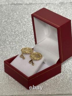 10k YELLOW GOLD COIN EARRINGS PESOS INSPIRATION 4.4 GRAMS BEZEL & COIN IS 10k