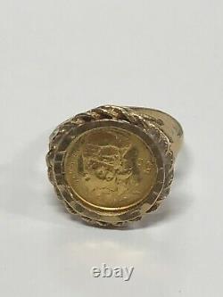 10k Yellow Gold Ring With 22k Gold Coin 4.0 Grams Size 7